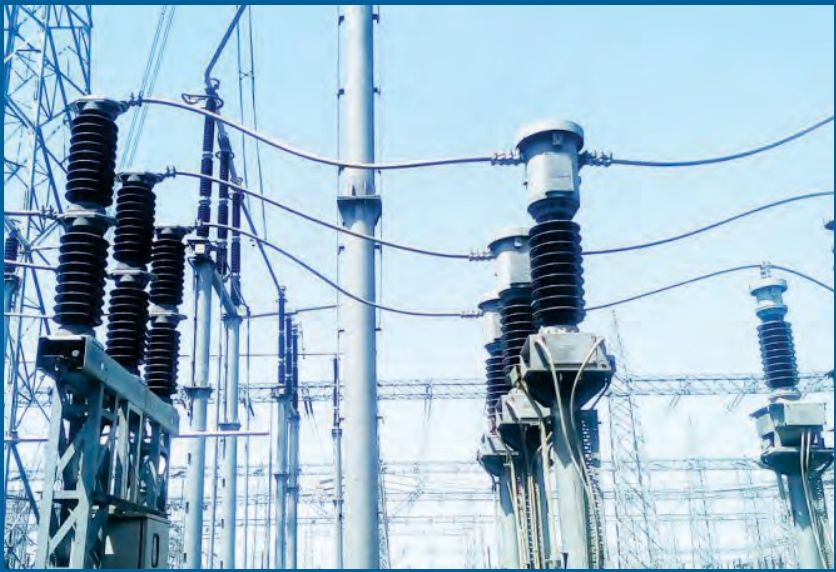 Substation with bare conductors and bushings, before insulation enhancement