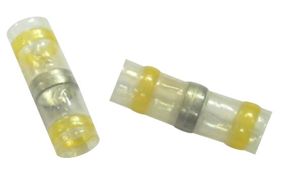 Two GALA GSS-125 solder sleeves with tin solder rings and yellow sealing rings